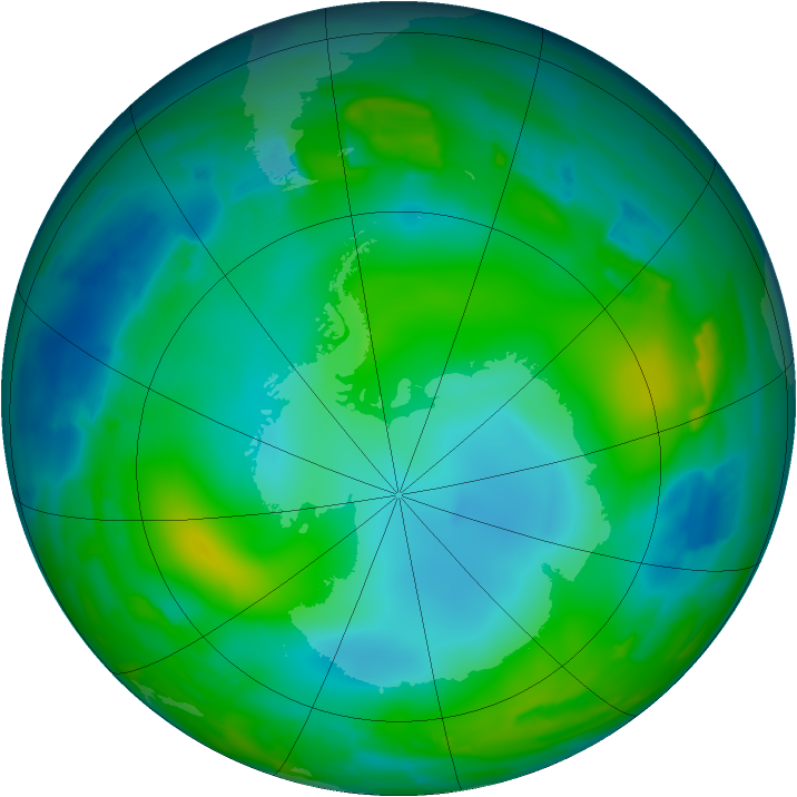 Antarctic ozone map for 17 June 2012